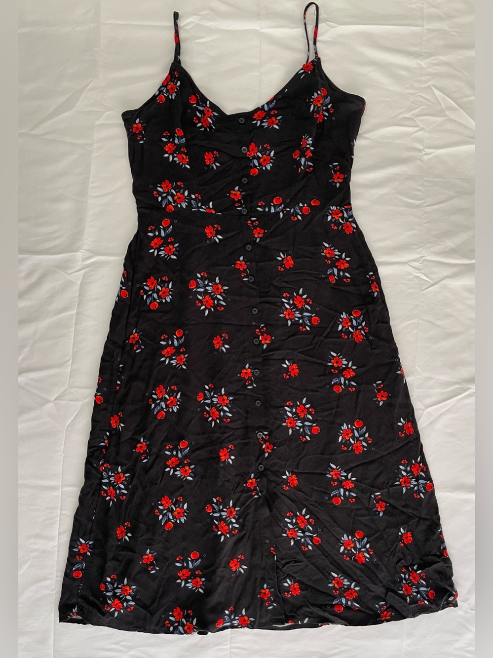 Arizona Jean Company Black Dress with Red Floral Print